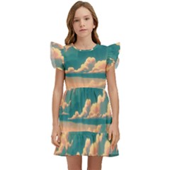 Mountains Countryside Agriculture Kids  Winged Sleeve Dress