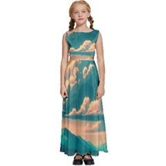 Mountains Countryside Agriculture Kids  Satin Sleeveless Maxi Dress