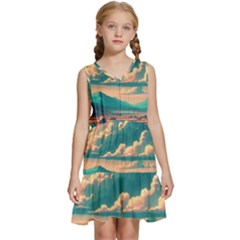 Mountains Countryside Agriculture Kids  Sleeveless Tiered Mini Dress by Salmanaz77