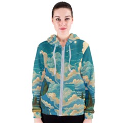 Mountains Rural Countryside Sky Women s Zipper Hoodie by Salmanaz77