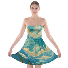 Mountains Rural Countryside Sky Strapless Bra Top Dress