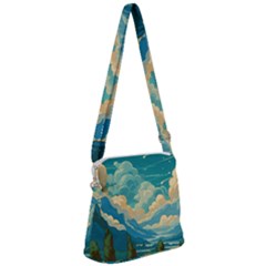 Mountains Rural Countryside Sky Zipper Messenger Bag by Salmanaz77