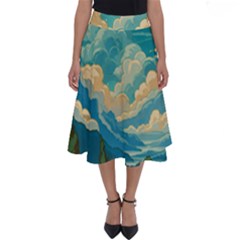 Mountains Rural Countryside Sky Perfect Length Midi Skirt