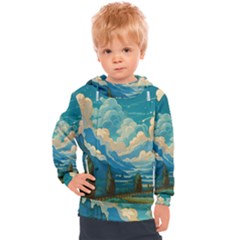 Mountains Rural Countryside Sky Kids  Hooded Pullover by Salmanaz77