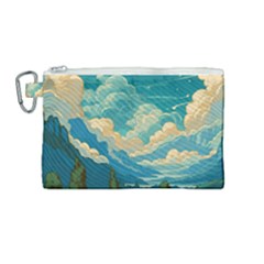 Mountains Rural Countryside Sky Canvas Cosmetic Bag (medium)