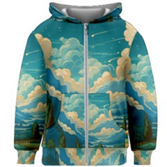 Mountains Rural Countryside Sky Kids  Zipper Hoodie Without Drawstring by Salmanaz77