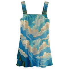 Mountains Rural Countryside Sky Kids  Layered Skirt Swimsuit