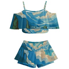 Mountains Rural Countryside Sky Kids  Off Shoulder Skirt Bikini by Salmanaz77