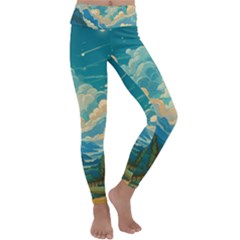 Mountains Rural Countryside Sky Kids  Lightweight Velour Classic Yoga Leggings by Salmanaz77