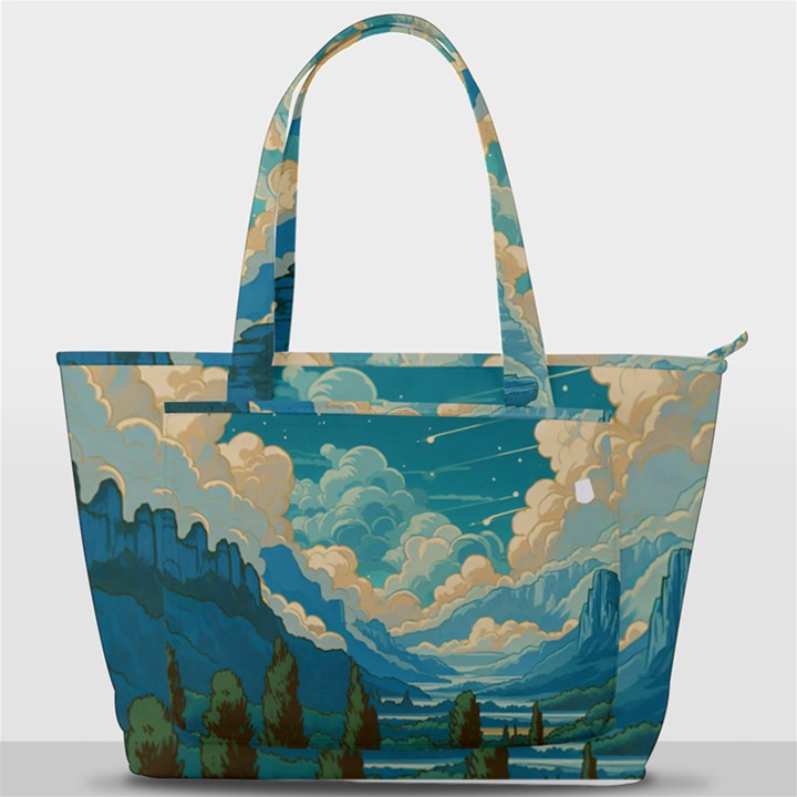 Mountains Rural Countryside Sky Back Pocket Shoulder Bag 