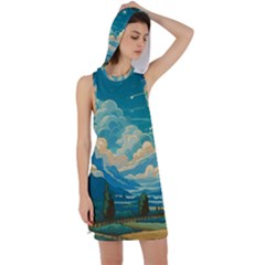 Mountains Rural Countryside Sky Racer Back Hoodie Dress by Salmanaz77