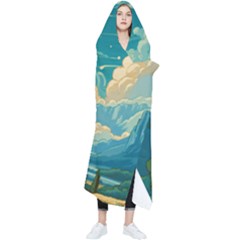 Mountains Rural Countryside Sky Wearable Blanket