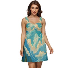 Mountains Rural Countryside Sky Ruffle Strap Babydoll Chiffon Dress