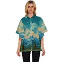 Mountains Rural Countryside Sky Women s Batwing Button Up Shirt View1