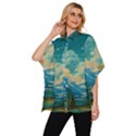 Mountains Rural Countryside Sky Women s Batwing Button Up Shirt View2