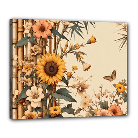 Sunflower Flowers Nature Trees Canvas 20  X 16  (stretched) by Salmanaz77