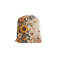 Sunflower Flowers Nature Trees Drawstring Pouch (small)