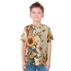 Sunflower Flowers Nature Trees Kids  Cotton T-shirt