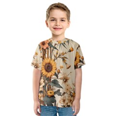 Sunflower Flowers Nature Trees Kids  Sport Mesh T-shirt