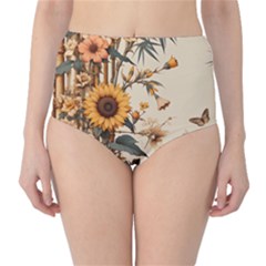 Sunflower Flowers Nature Trees Classic High-waist Bikini Bottoms by Salmanaz77