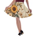 Sunflower Flowers Nature Trees A-line Skater Skirt View2