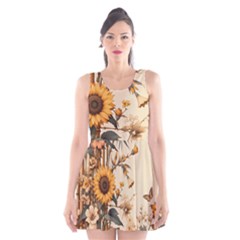 Sunflower Flowers Nature Trees Scoop Neck Skater Dress