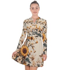 Sunflower Flowers Nature Trees Long Sleeve Panel Dress by Salmanaz77