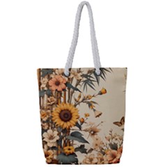 Sunflower Flowers Nature Trees Full Print Rope Handle Tote (small) by Salmanaz77