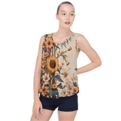 Sunflower Flowers Nature Trees Bubble Hem Chiffon Tank Top