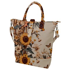 Sunflower Flowers Nature Trees Buckle Top Tote Bag by Salmanaz77