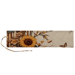 Sunflower Flowers Nature Trees Roll Up Canvas Pencil Holder (l)