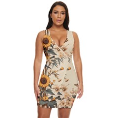 Sunflower Flowers Nature Trees Draped Bodycon Dress