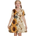 Sunflower Flowers Nature Trees Kids  Short Sleeve Tiered Mini Dress View1