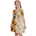 Sunflower Flowers Nature Trees Kids  Short Sleeve Tiered Mini Dress View2