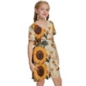 Sunflower Flowers Nature Trees Kids  Short Sleeve Tiered Mini Dress View3