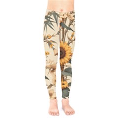 Sunflower Flowers Nature Trees Kids  Classic Winter Leggings