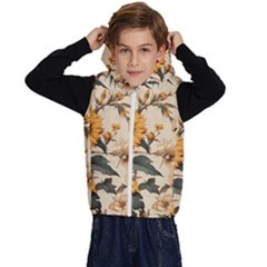 Sunflower Flowers Nature Trees Kids  Stylish Hooded Puffer Vest