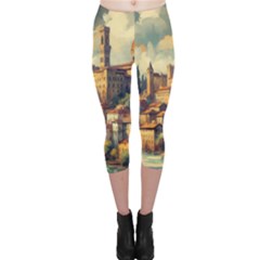 Village Houses Buildings Facade Capri Leggings  by Salmanaz77