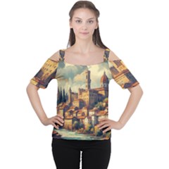 Village Houses Buildings Facade Cutout Shoulder T-shirt