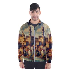 Village Houses Buildings Facade Men s Windbreaker