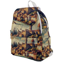 Village Houses Buildings Facade Top Flap Backpack