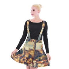 Village Houses Buildings Facade Suspender Skater Skirt