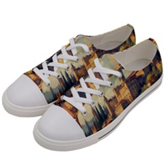 Village Houses Buildings Facade Women s Low Top Canvas Sneakers