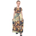 Village Houses Buildings Facade Kids  Short Sleeve Maxi Dress View1