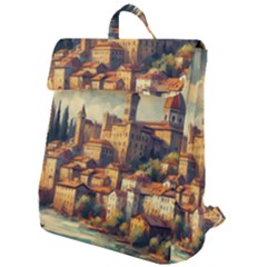 Village Houses Buildings Facade Flap Top Backpack