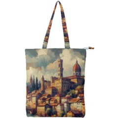 Village Houses Buildings Facade Double Zip Up Tote Bag