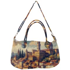 Village Houses Buildings Facade Removable Strap Handbag