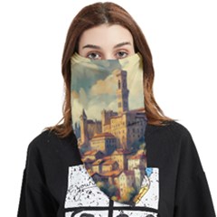 Village Houses Buildings Facade Face Covering Bandana (triangle)