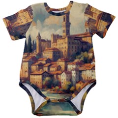 Village Houses Buildings Facade Baby Short Sleeve Bodysuit