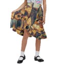 Village Houses Buildings Facade Kids  Ruffle Flared Wrap Midi Skirt View1